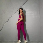 Calça legging fitness Moove pink liberty de cintura alta - vista das costas