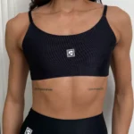 Top fitness Duda Wonder preto - detalhe frontal
