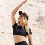 Top fitness feminino Serena em tecido Moove preto - vista frontal